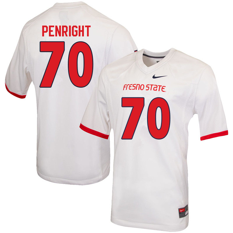 Men #70 Toreon Penright Fresno State Bulldogs College Football Jerseys Sale-White